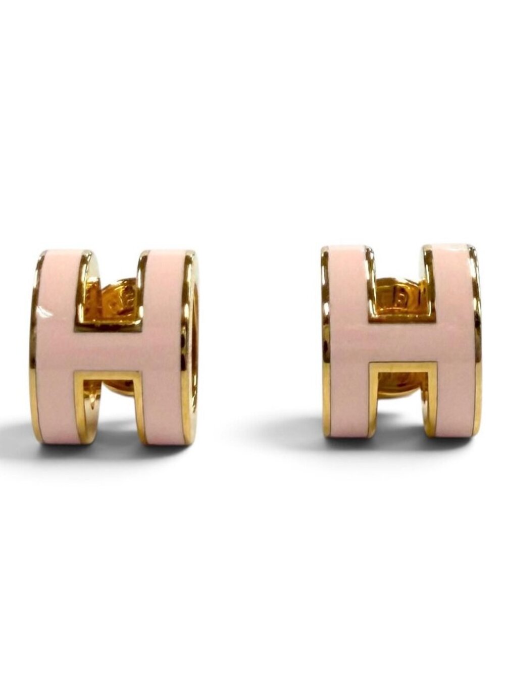 Hermes Earrings Mini Pop H Design Gold Pink